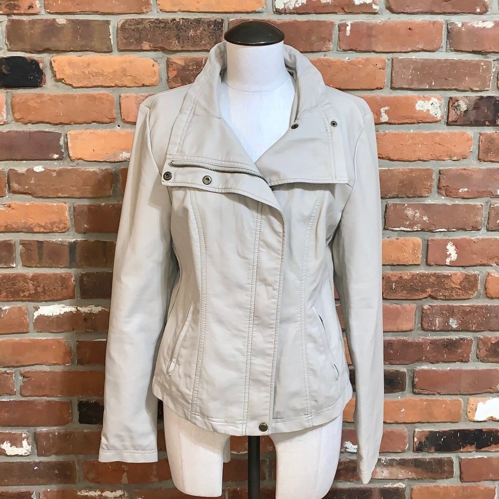 Research And Design Faux Leather Tan Moto Jacket Size Medium